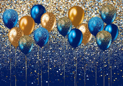 Royal Blue and Gold Balloons Backdrop - Gatsby Backdrop