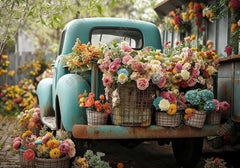 Spring Outdoor Truck Flowers Backdrop - Gatsby Backdrop