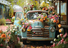 Spring Outdoor Truck Head Flowers Backdrop - Gatsby Backdrop