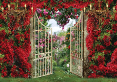 Valentine's Day Garden Gate Backdrop - Gatsby Backdrop