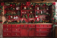 Vintage Christmas Kitchen Photography Backdrop GBSX-99950 - Gatsby Backdrop