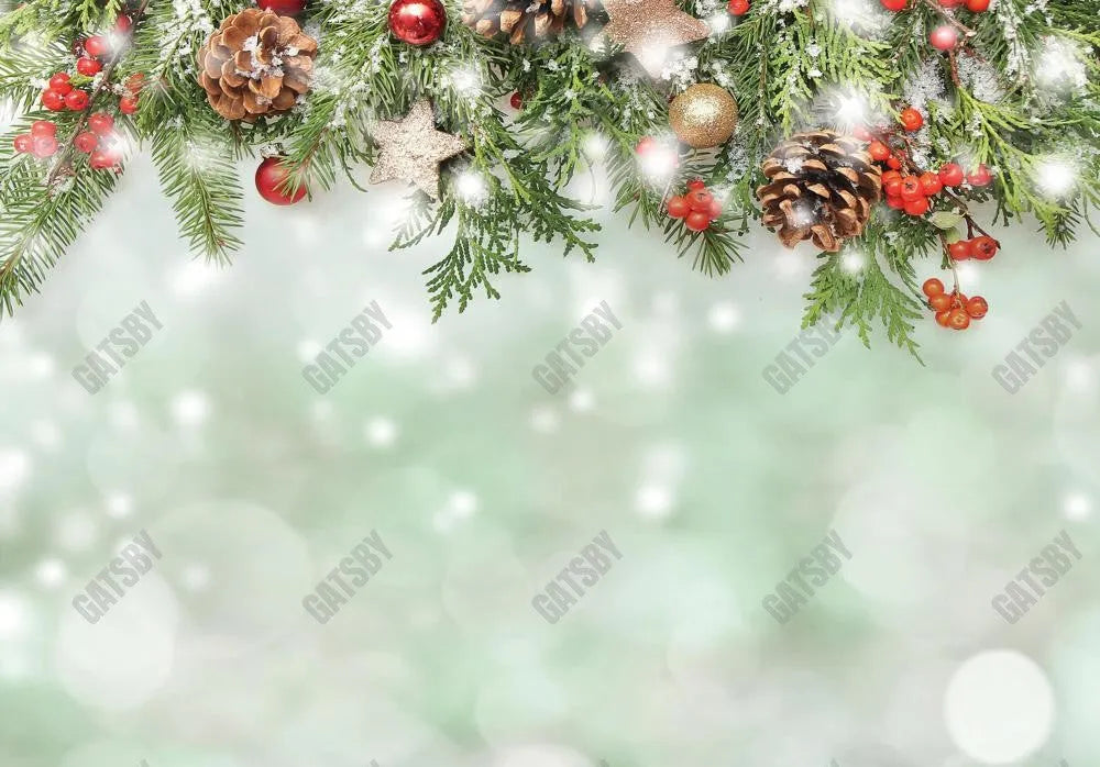 Winter Bokeh Green Xmas Backdrop - Gatsby Backdrop