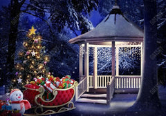 Winter Christmas Bandstand Photo Backdrop - Gatsby Backdrop
