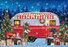 Winter Christmas Camper Photo Backdrop - Gatsby Backdrop