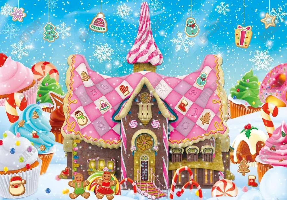 Winter Gingerbread House Backdrop - Gatsby Backdrop