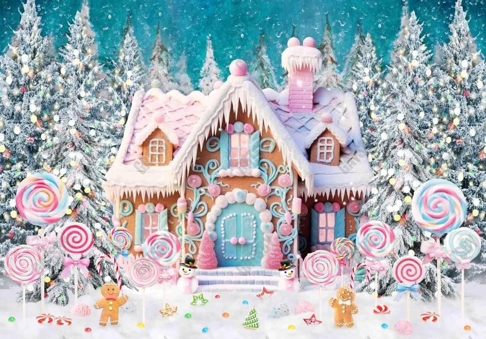 Winter Gingerbread House Lollipop Photo Backdrop - Gatsby Backdrop