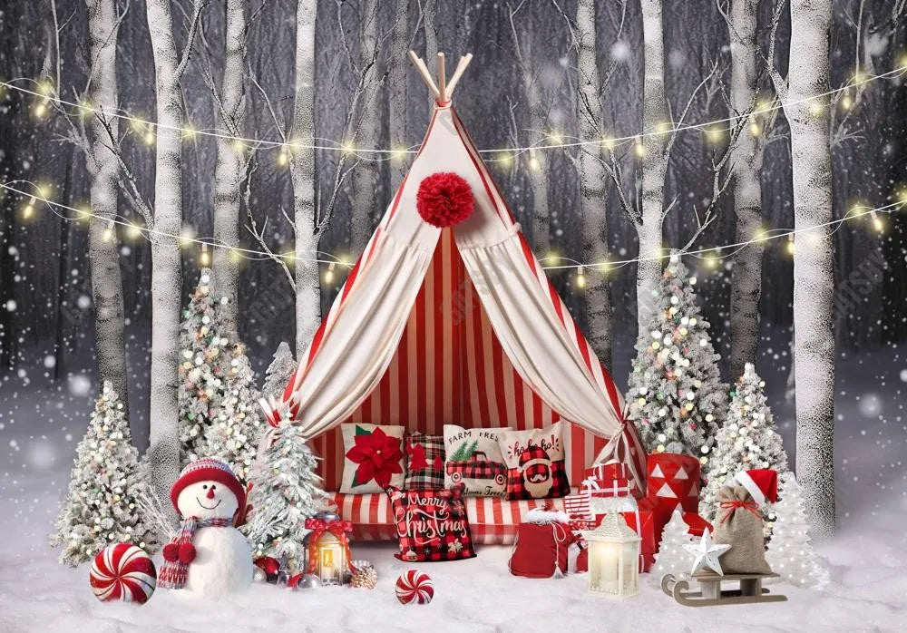 Winter Snowy Forest Tent Photo Backdrop - Gatsby Backdrop