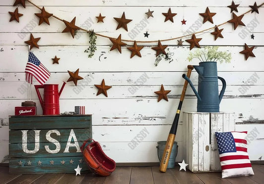 4Th Of July Baseball Photography Backdrop Ym8T-B0460 - Gatsby Backdrop