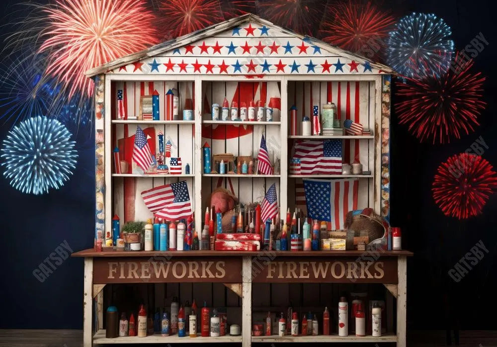 4th of July Fireworks Shelf Backdrop - Gatsby Backdrop