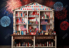 4th of July Fireworks Shelf Backdrop - Gatsby Backdrop