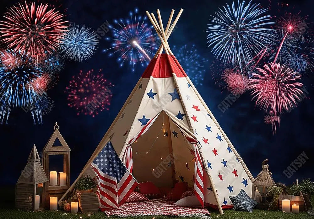 4th of July Fireworks Tent Backdrop - Gatsby Backdrop