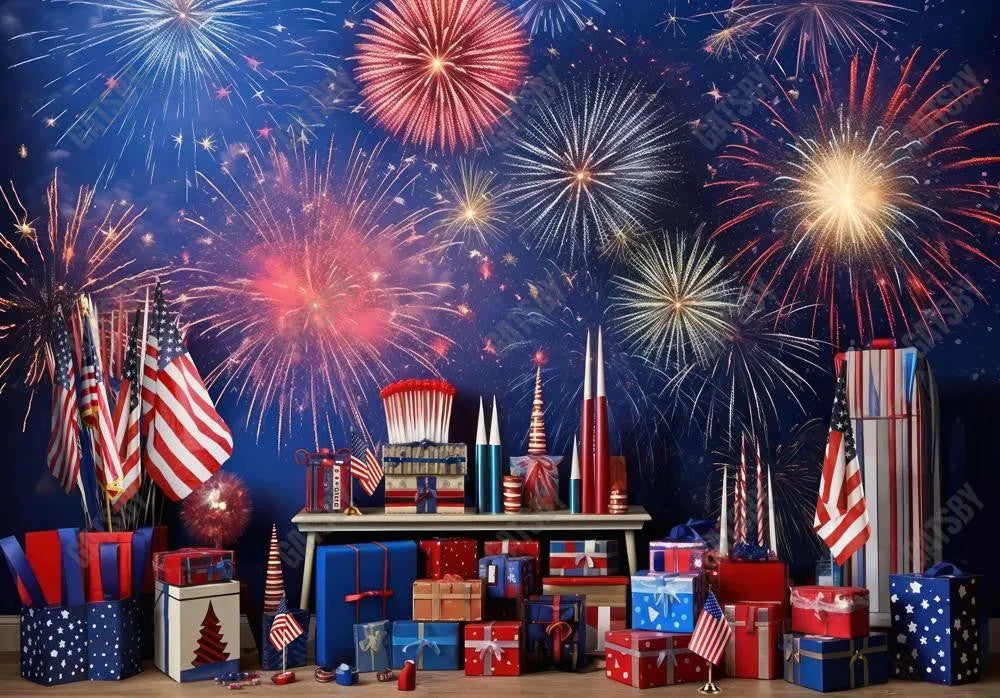 4th of July Patriotic Fireworks Backdrop - Gatsby Backdrop