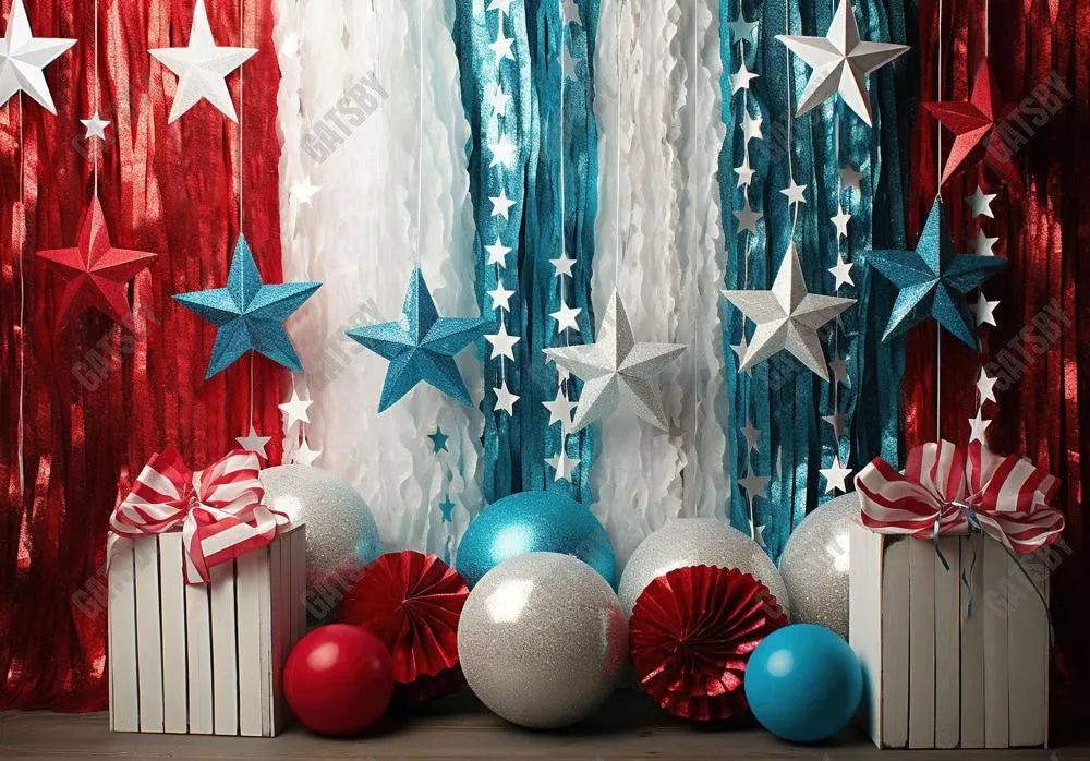 4th of July Patriotic Stars Backdrop - Gatsby Backdrop