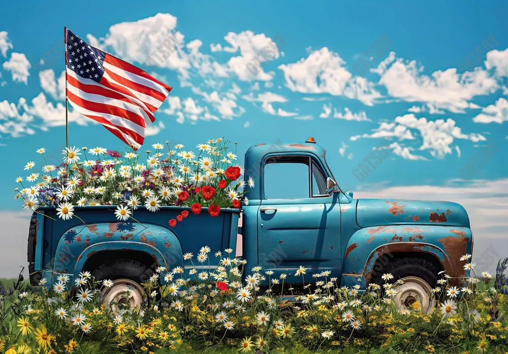 4Th Of July Truck Photography Backdrop Ym8C-B0449 - Gatsby Backdrop