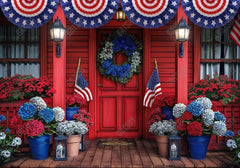 4th of July Wreath and Flags Backdrop - Gatsby Backdrop