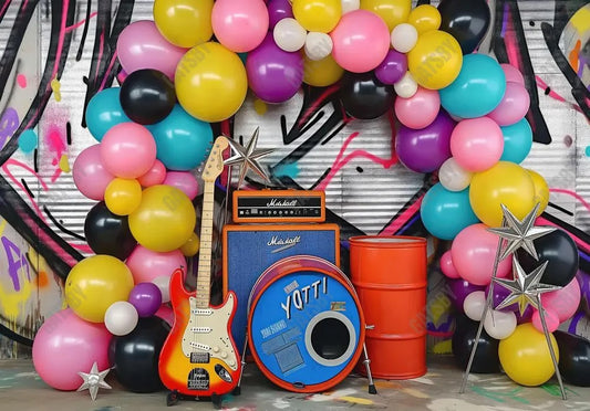 80'S Music Cake Smash Backdrop - Gatsby Backdrop