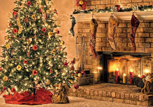 Christmas Fireplace Backdrop