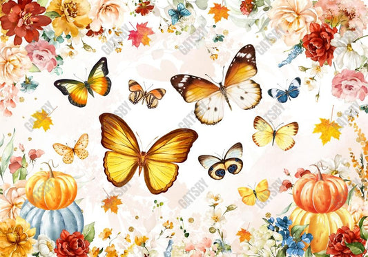 Gatsby Autumn Butterfly Floral Photography Backdrop GBSX-00126