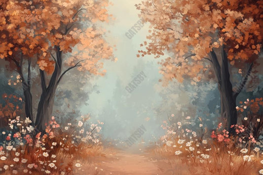 Gatsby Autumn Forest Path Photography Backdrop Gbsx-01163