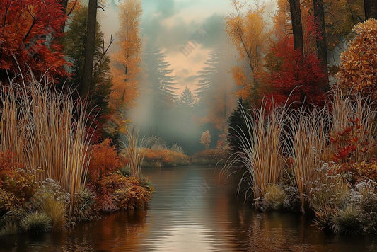 Gatsby Autumn Forest Pond Photography Backdrop Gbsx-01223