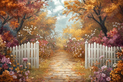 Gatsby Autumn Garden Fence Pathway Photography Backdrop Gbsx-01161