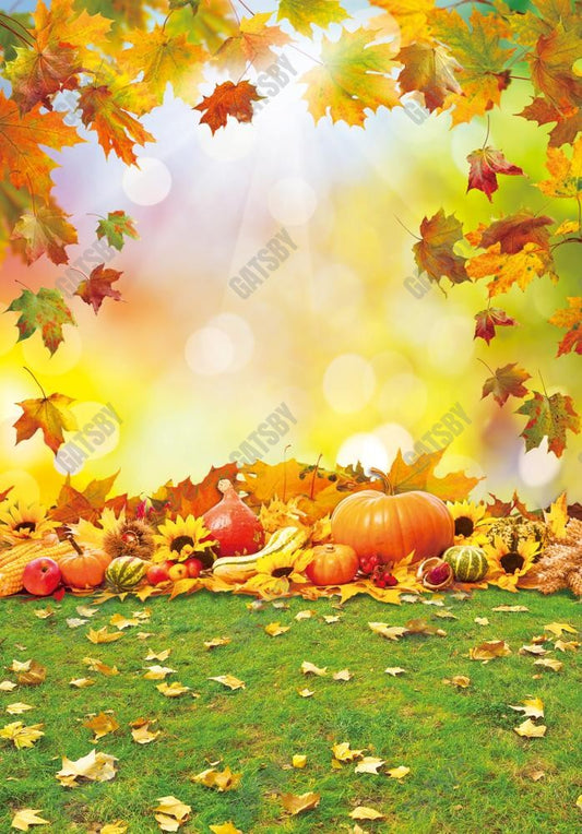 Gatsby Autumn Pumkins Maple Leaves Photography Backdrop Gbsx-00606