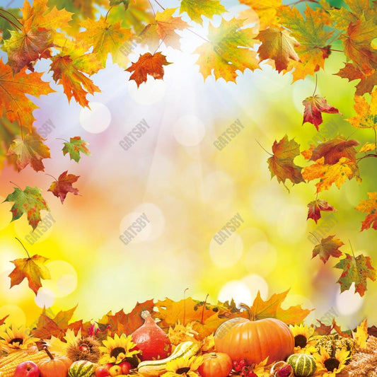 Gatsby Autumn Pumkins Maple Leaves Photography Backdrop Gbsx-00606