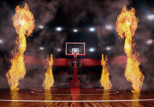 Gatsby Basketball Stadium On Fire Photography Backdrop Gbsx-01287