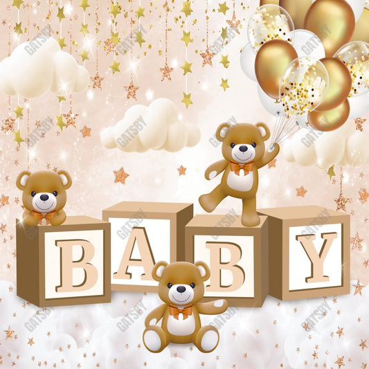 Gatsby Bear Theme Baby Shower Photography Backdrop Gbsx-00503
