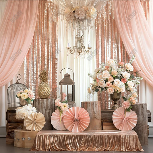 Gatsby Boho Floral Chandelier Photography Backdrop Gbsx-00435