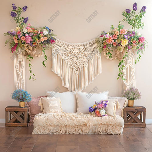 Gatsby Boho Macrame Floral Wall Photography Backdrop Gbsx-00437
