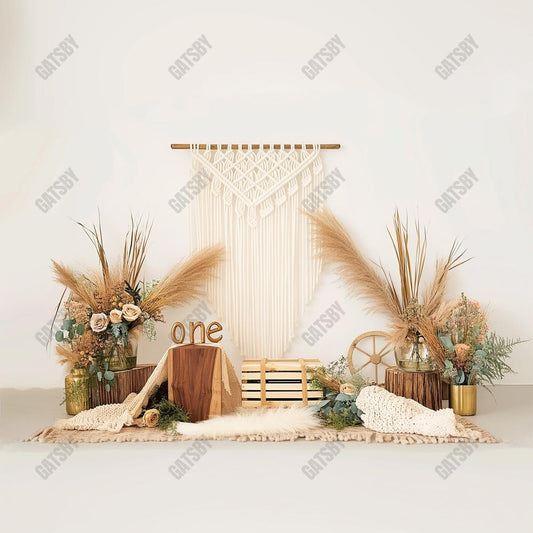 Gatsby Boho Pampas And Roses Photography Backdrop Gbsx-00451