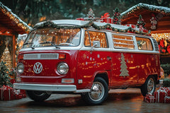 Gatsby Chrismas Red Bus Car Photography Backdrop Gbsx-01123