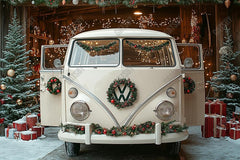 Gatsby Chrismas White Bus Car Photography Backdrop Gbsx-01119