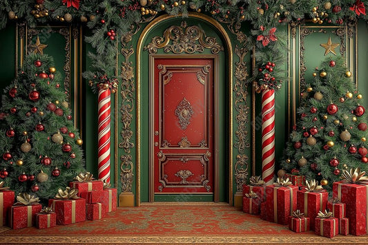 Gatsby Christmas Arched Door Photography Backdrop Gbsx-01141