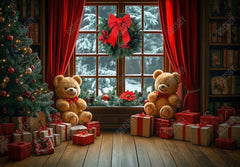 Gatsby Christmas Bears Room Window Photography Backdrop Gbsx-01079