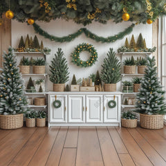 Gatsby Christmas Greenery Kitchen Photography Backdrop Gbsx-01151