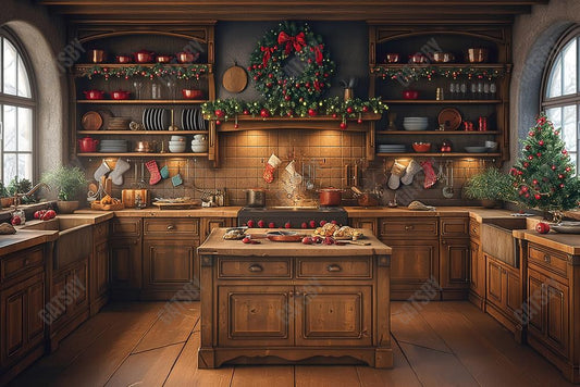 Christmas Kitchen Photography Backdrop GBSX-99700