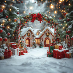 Gatsby Christmas North Pole Village Candy Cane Arch Photography Backdrop Gbsx-01120