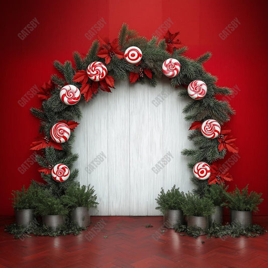 Gatsby Christmas Peppermint Arch Photography Backdrop Gbsx-01149