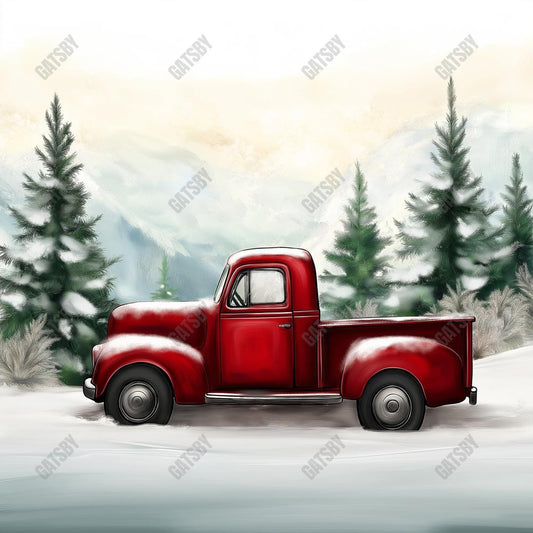 Gatsby Christmas Red Truck Photography Backdrop Gbsx-01194