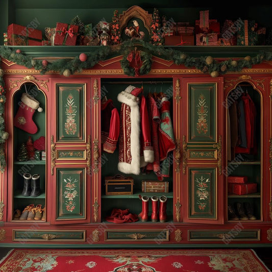 Gatsby Christmas Santa Closet Photography Backdrop Gbsx-00367