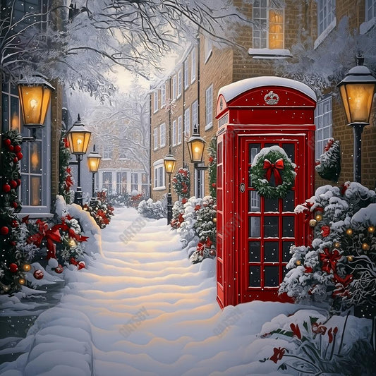 Gatsby Chritmas Telephone Booth Street Photography Backdrop Gbsx-01122