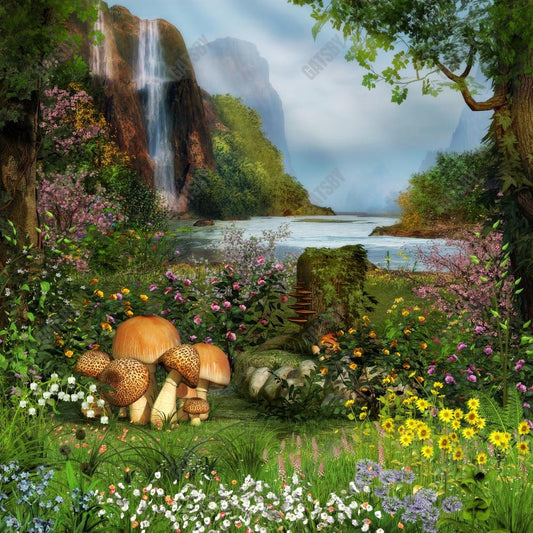 Gatsby Fairytale Forest Waterfall Photography Backdrop Gbsx-00354