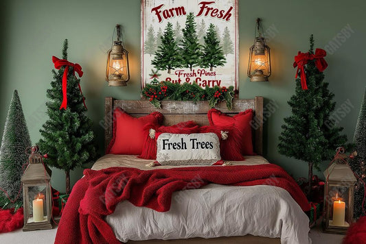 Farm Fresh Christmas Headboard Photography Backdrop GBSX-99775