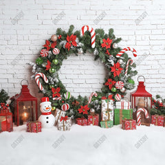 Gatsby Festive Christmas Candy Cane Wreath Photography Backdrop Gbsx-01116