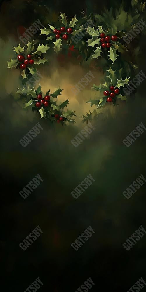 Gatsby Fine Art Christmas Wreath Leaves Photography Backdrop Gbsx-01212