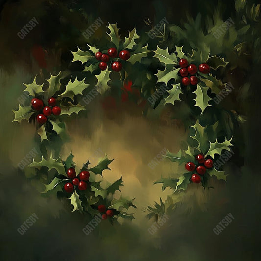 Gatsby Fine Art Christmas Wreath Leaves Photography Backdrop Gbsx-01212
