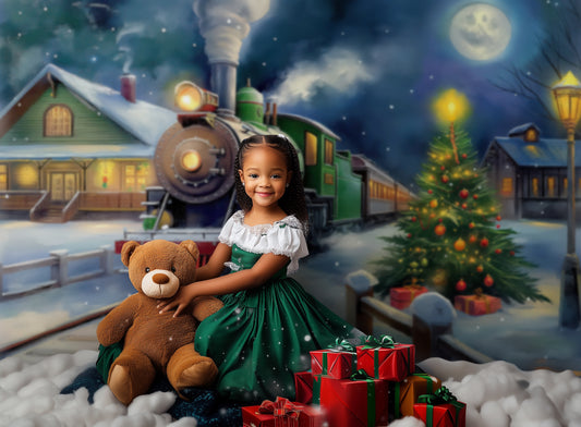 Gatsby Green Festive Train Photography Backdrop Gbsx-00214