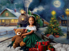 Gatsby Green Festive Train Photography Backdrop Gbsx-00214